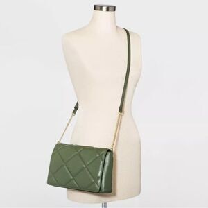 Olive Quilted Chain Shoulder Bag Purse NWT
